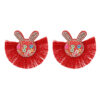 Wholesale Scalloped Tassel Colorful Rabbit Earrings