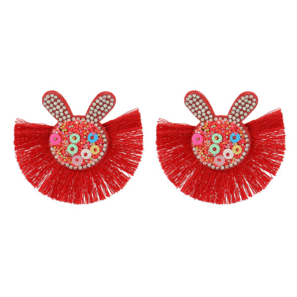 Wholesale Scalloped Tassel Colorful Rabbit Earrings