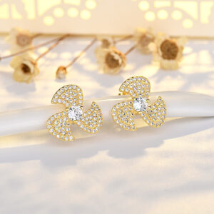 Windmill ear studs (14K yellow gold + color retention)