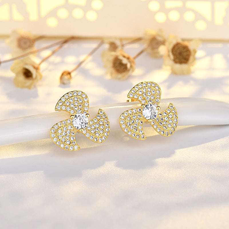 Wholesale Sterling Sier Pinwheel Copper Stud Earrings