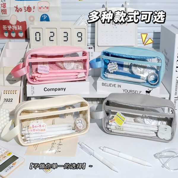 Wholesale PVC Transparent Large-capacity Visible Pencil Case