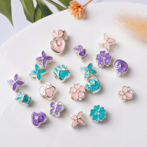 Wholesale Oil Drip Heart Butterfly Big Hole Bright Colorful Beads