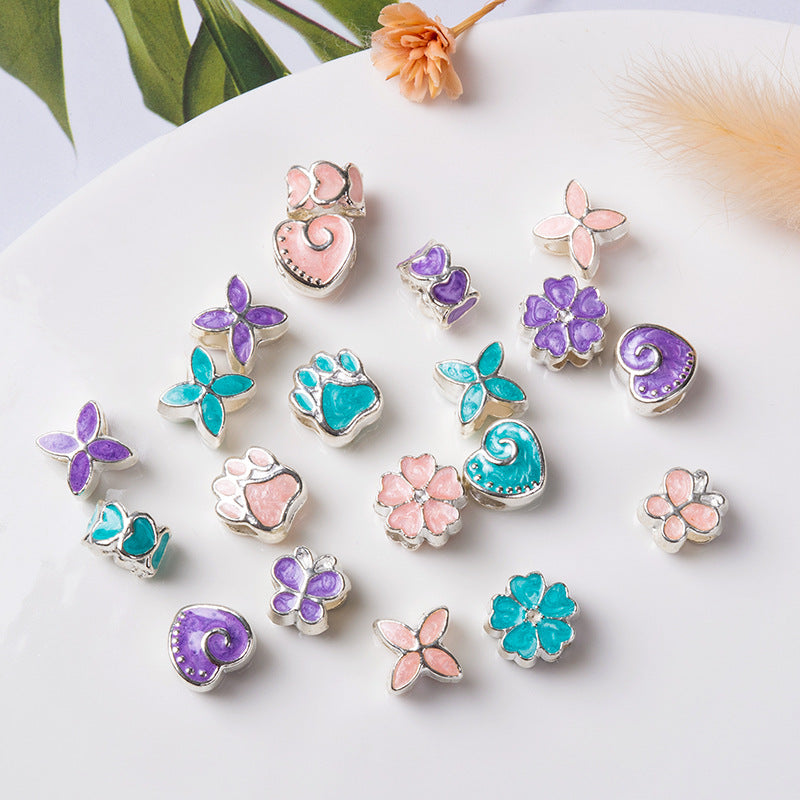 Wholesale Oil ip Heart Butterfly Big Hole Bright Colorful Beads