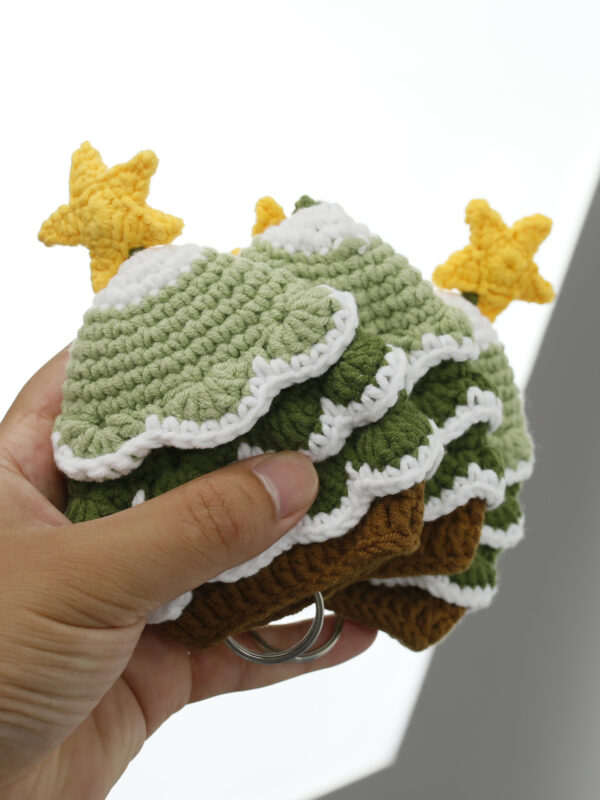 Wholesale Handmade Yarn Christmas Tree Hand Knitted Key Bag