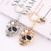 Wholesale Zinc Alloy Color Rhinestone Skull Keychain