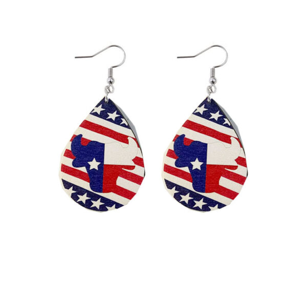 Wholesale Independence Day Flag Wood Earrings