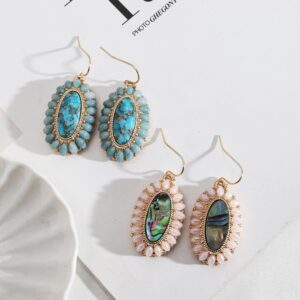 Wholesale Pearl Inlaid Fashion Abalone Oval Earrings