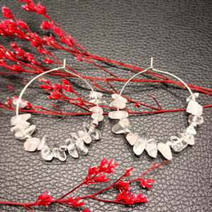 White crystal silver earrings + silver beads