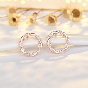 Zircon interwoven earrings (rose gold plated for color retention)