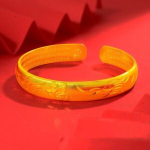 [heart sutra dragon and phoenix blessing plated with sand gold and thickened]