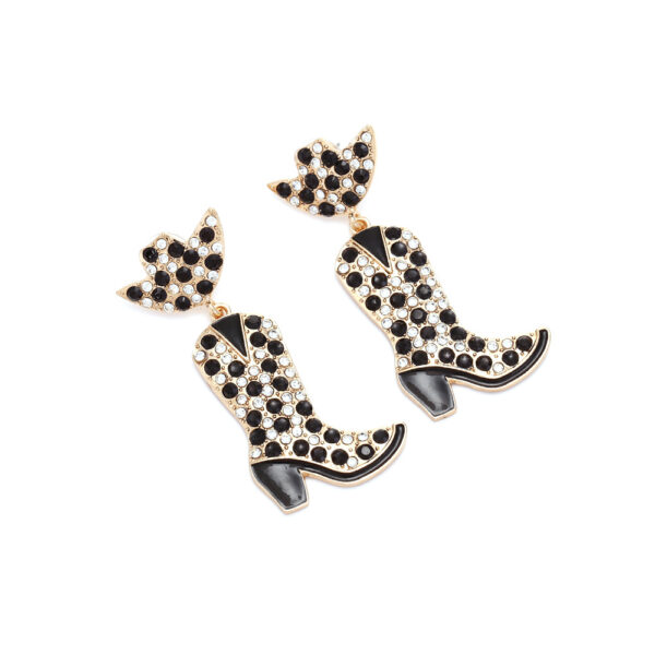 Wholesale Color Diamond Western Cowboy Hat Boots Alloy Earrings