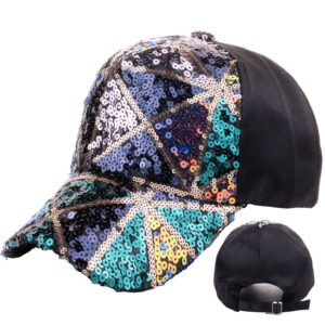 Blue Triangle sequined cloth cap / Adjustable