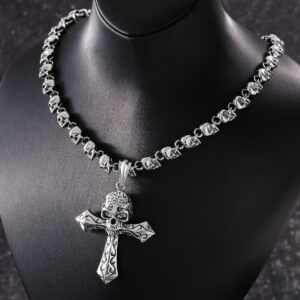 Skull cross pendant skull chain necklace