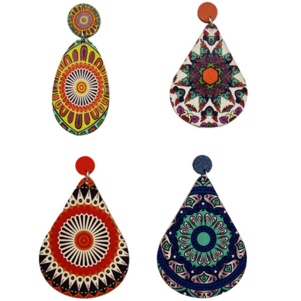 Wholesale Bohemian Style Printed Flowers and Trees Earrings