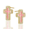 Wholesale Drip Oil Inlaid Zircon Cross Earrings