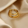 Wholesale Fashion Double Layer 18K Gold Plated Stainless Steel Ring