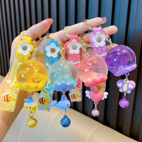 Wholesale Liquid Quicksand Dried Flower Floating Wind Chime Acrylic Keychain