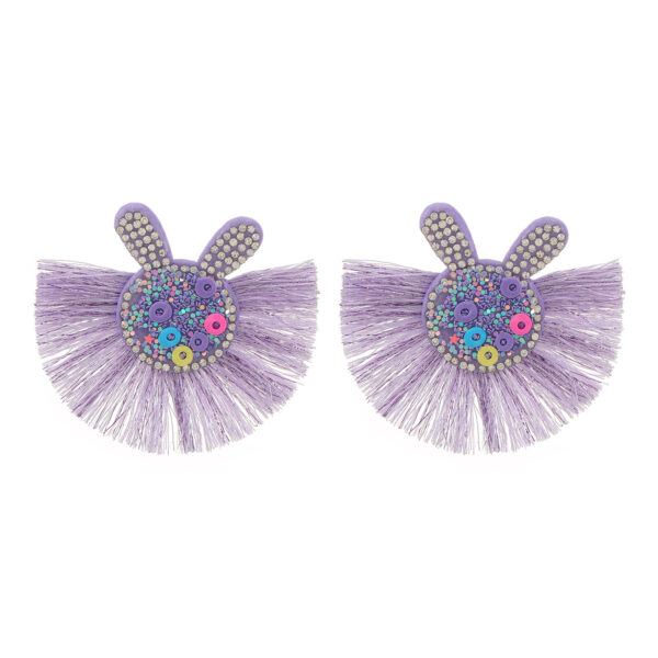 Wholesale Scalloped Tassel Colorful Rabbit Earrings