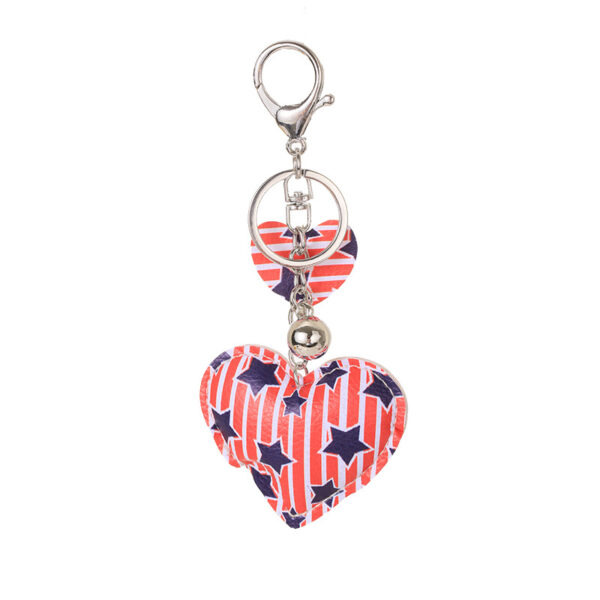 Wholesale Leather Heart Independence Day Keychain