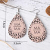 Wholesale Jewelry Mother's Day Leopard MAMA Letter PU Leather Earrings