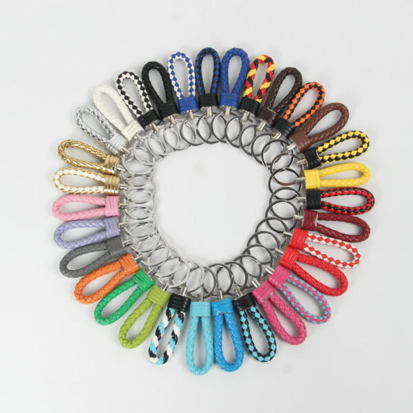 Wholesale Braided Color Leather Rope Keychain