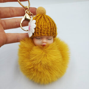 Turmeric / Golden chain Buckle (8cm fur ball)