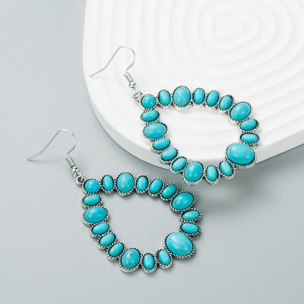 O1CN018TIxHZ2LDsKfLWDJO_2206398079659-0-cib Wholesale Alloy Colored Turquoise Geometric Shape Earrings