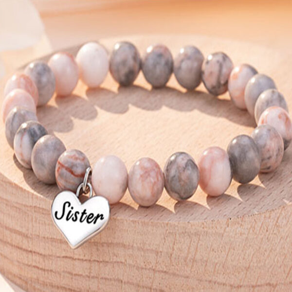 Wholesale Pink Zebra Heart Pendant Handmade Beaded Bracelet