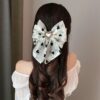 O1CN018U2Xis1wtgBNH4ZT7_2215496206366-0-cib Wholesale Mesh Bow Side Clip Small Fragrant Printed Rhinestone Spring Clip