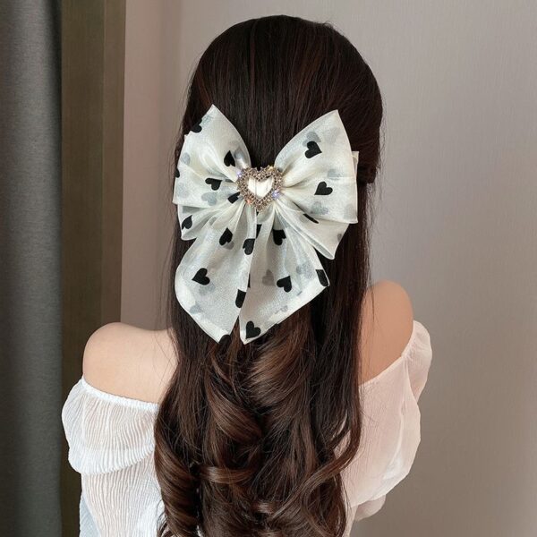 O1CN018U2Xis1wtgBNH4ZT7_2215496206366-0-cib Wholesale Mesh Bow Side Clip Small Fragrant Printed Rhinestone Spring Clip