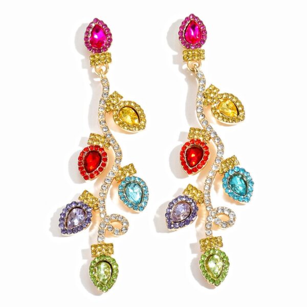 Wholesale Long Colorful Drop Crystal Christmas Light Bulb Earrings