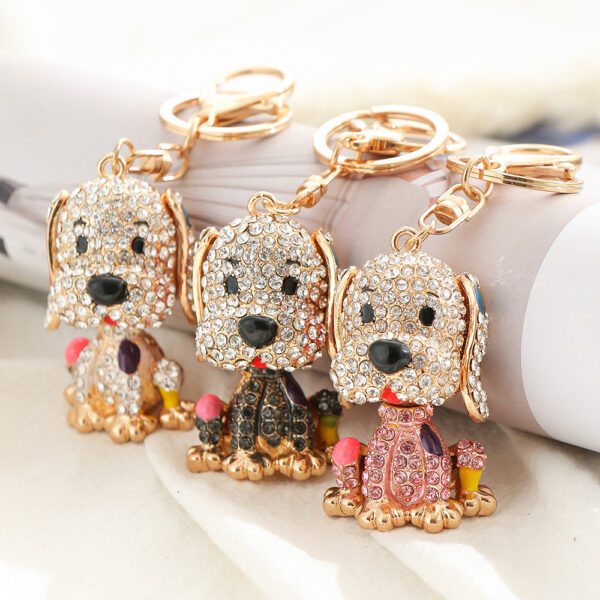 Wholesale Colorful Diamond Cute Puppy Creative Keychain