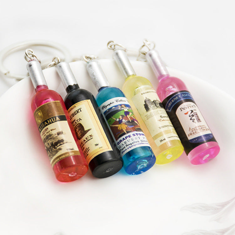 Wholesale Resin Imitation Red Wine Bottle Brage Bottle Keychain