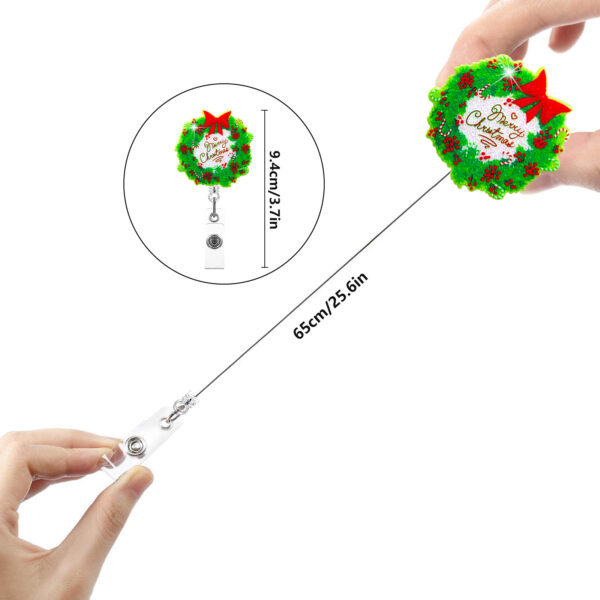 Wholesale Christmas Santa Claus Sparkling Pink Snowman Elk Flower Ring Acrylic Emblem Scroll Retractable Keychain