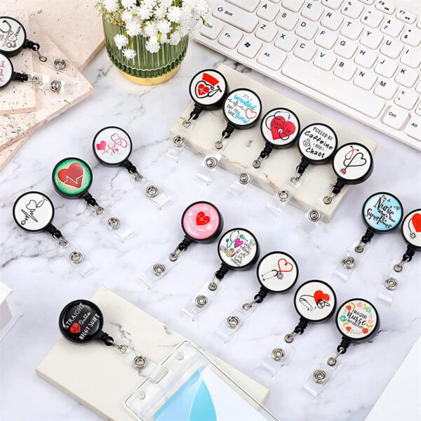 Wholesale Easy Pull Button Nurse Retractable Badge Scroll ABS Keychain