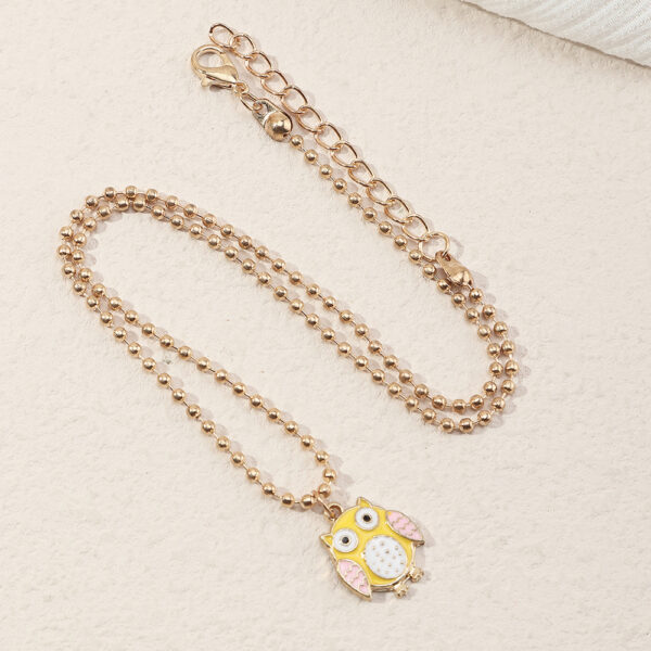 Wholesale Color Drip Owl Alloy Necklaces