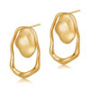 Wholesale Irregular Pleated S925 Silver Needle Round Vintage Gold-plated Earrings