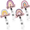 Wholesale Badge Reels Acrylic Rainbow Easy Pull Buckle Retractable Keychain