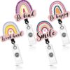 Wholesale Badge Reels Acrylic Rainbow Easy Pull Buckle Retractable Keychain