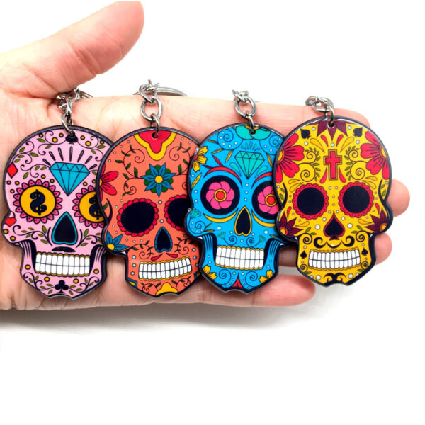 O1CN018hF7E81czMeTKD1dD_2211273843671-0-cib Wholesale Acrylic Halloween Mexican Skull Keychain
