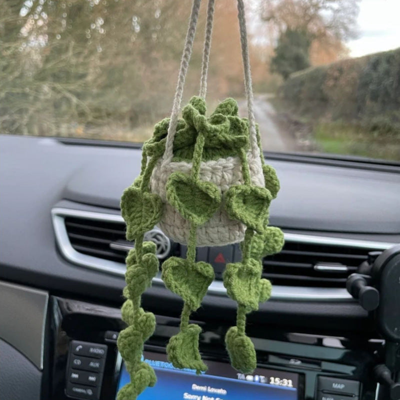 Wholesale Car Hanging Ornament Handmade Wool Crochet Chlorophytum tted Plant