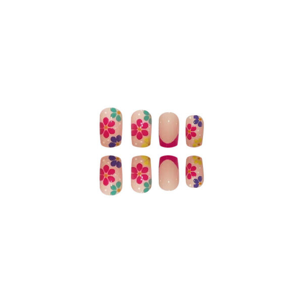 Wholesale Plastic Colorful Flower Wearable Nails Box of 24 Pieces