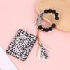 Wholesale Leopard Print Card Holder Silicone Beaded Wrist Keychain