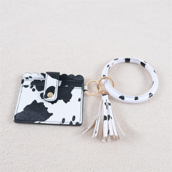 Wholesale PU Cow Pattern Card Holder Wrist Keychain