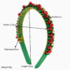 Wholesale New Red and Green Christmas Headband Women's Simple Thin Edge Flannel Christmas Bell Hair Ornament