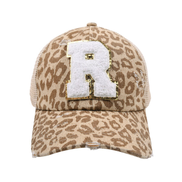 Wholesale New Cotton 26 Letter Label Leopard Print Baseball Cap