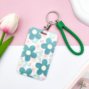 Five-leaf flower-green and pink + green edging leather rope