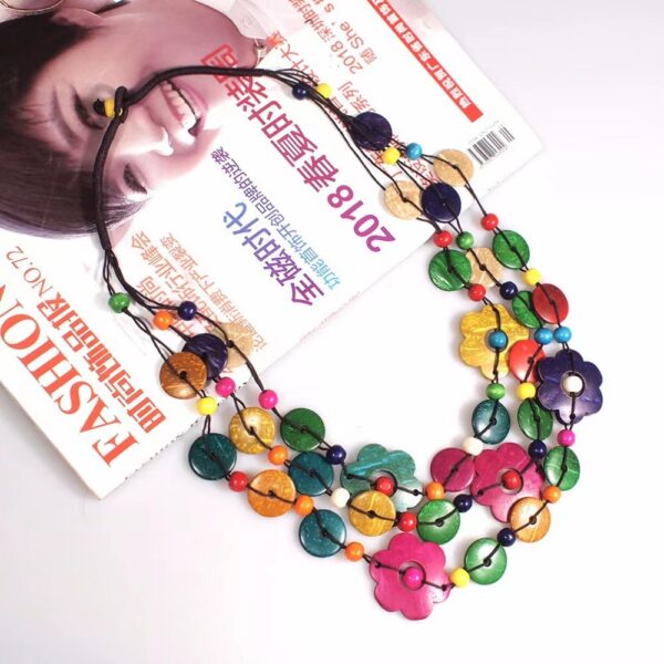 Wholesale Multilayer Flower Coconut Wood Shell Necklaces