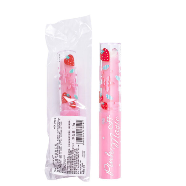 Wholesale Plastic Strawberry Color Changing Lipstick Moisturizing Lip Balm