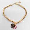 Wholesale Double Heart Bead Titanium Steel Peach Heart Pendant Love Epoxy Bracelet